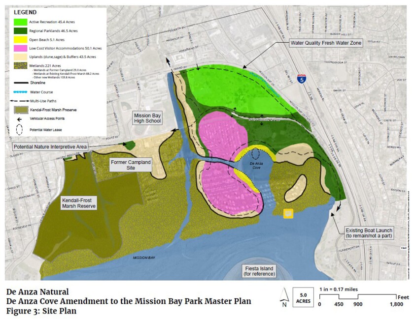 A map detailing the De Anza Cove amendment.