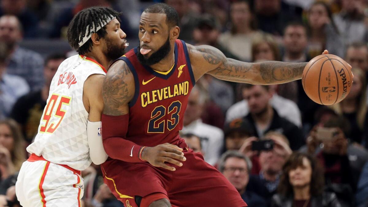 Cleveland's LeBron James, shown driving against Atlanta's DeAndre Bembry, could reach his eighth straight NBA Finals.