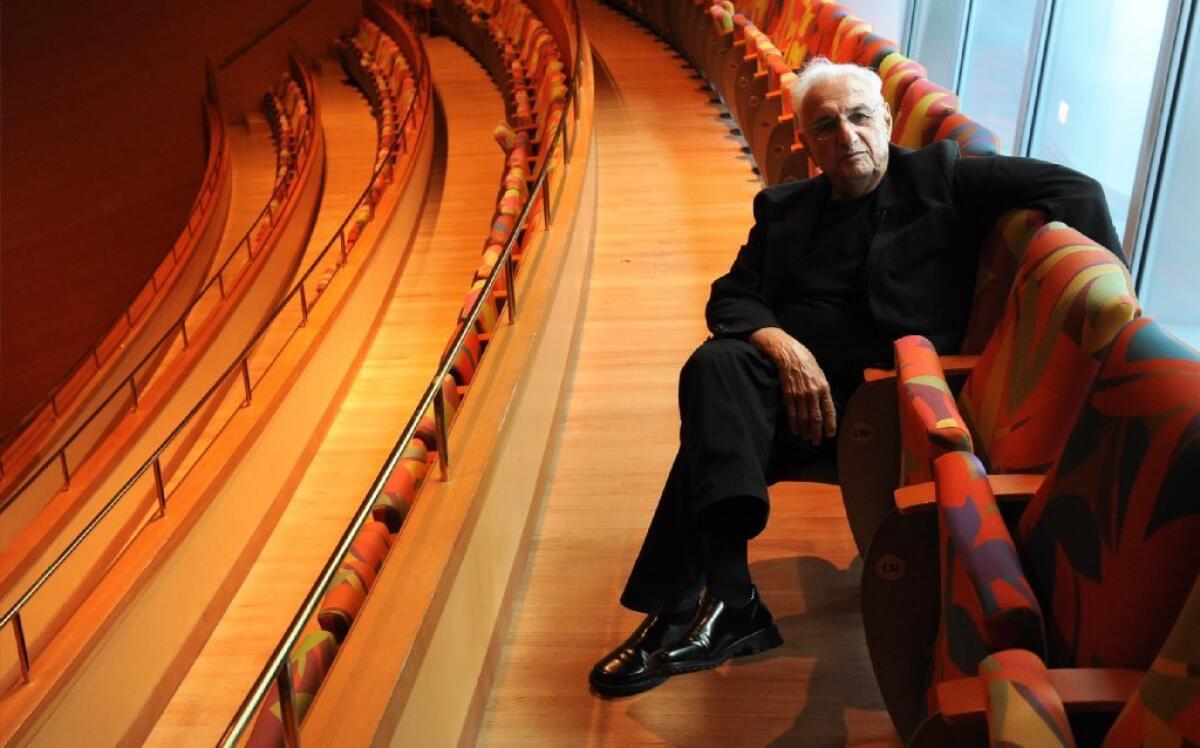 Frank Gehry at Walt Disney Concert Hall in Los Angeles in August.