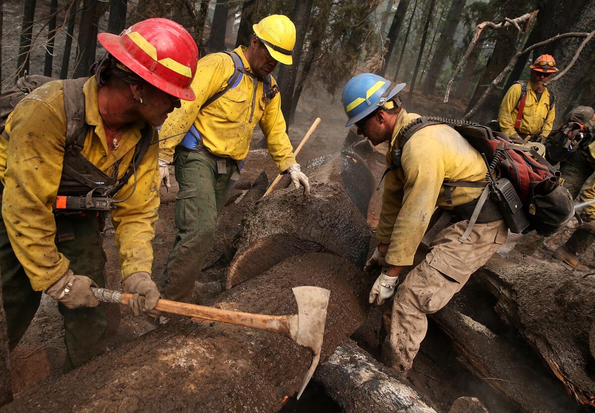Firefighters near the King fire on Friday, September 19. On Saturday, the fire was 10% contained.