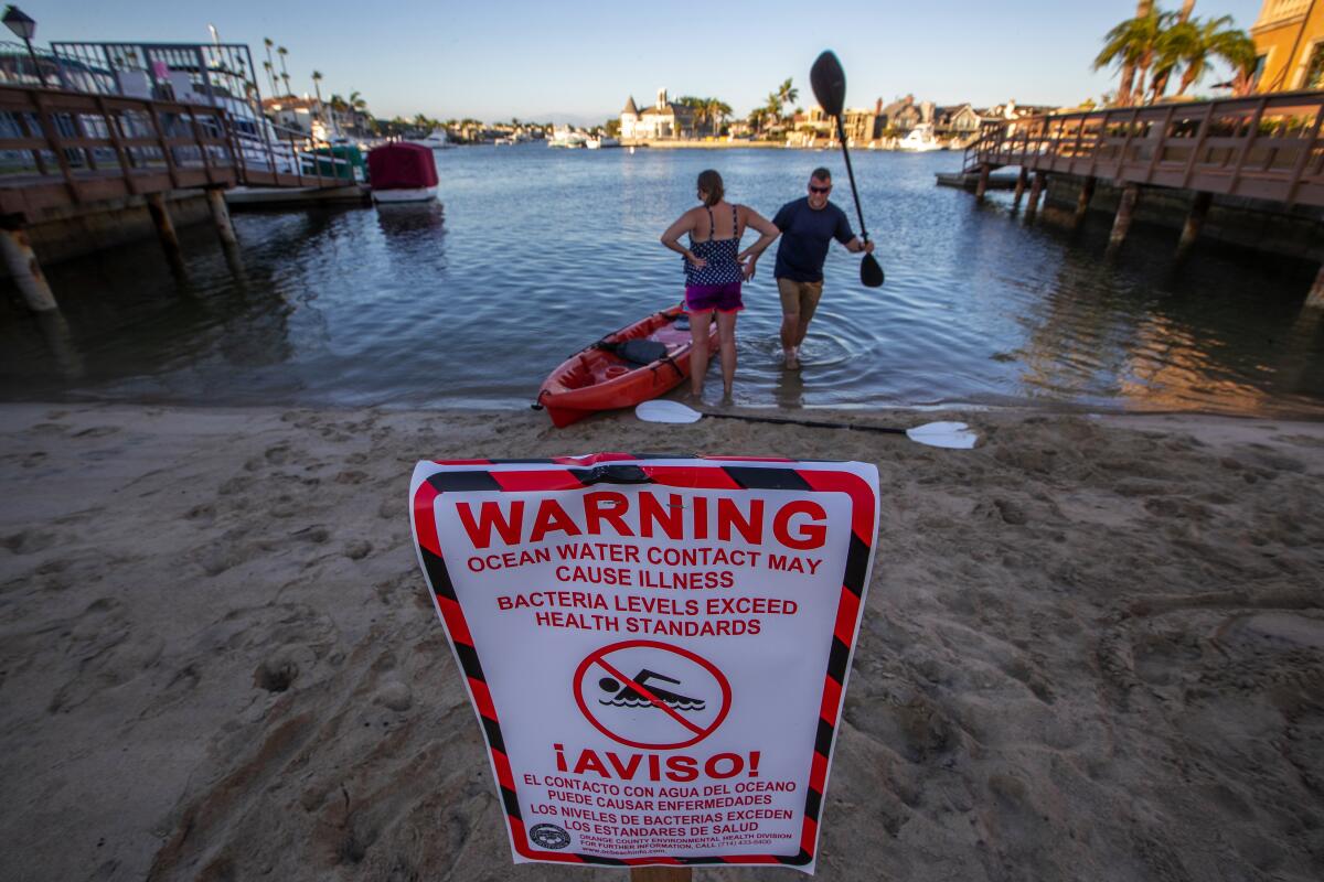 Elevated bacteria levels at North Star Beach in Newport Beach caused by a sewage spill prompted county health officials to close the beach Thursday to swimmers and divers, according to the Orange County Health Care Agency.