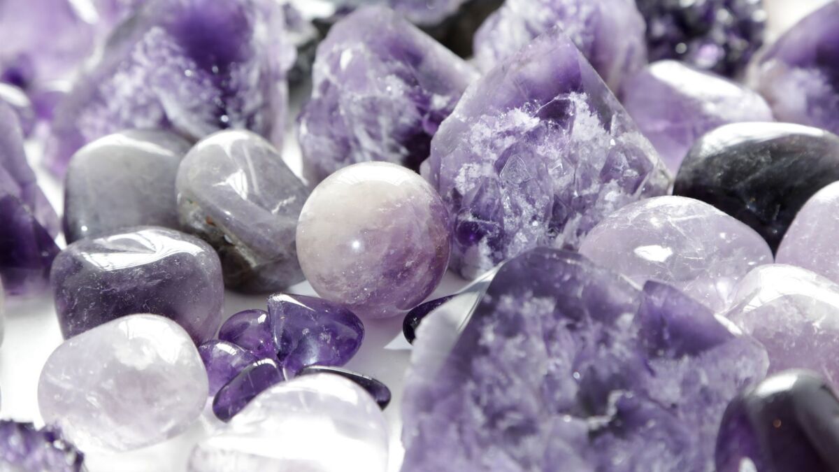 Amethyst crystals for sale at House of Intuition in Highland Park.
