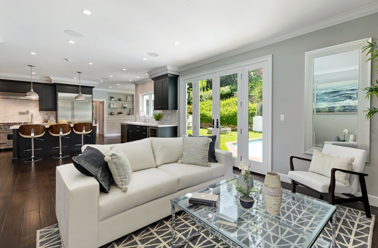A family room sits off the kitchen.