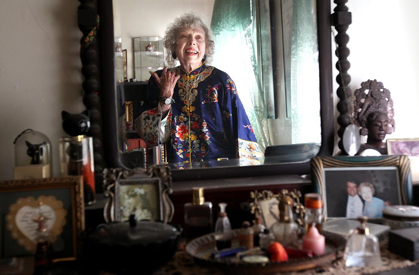 Actress Carla Laemmle, seen here at her home in 2012, died Thursday night in Los Angeles. Laemmle was 104.
