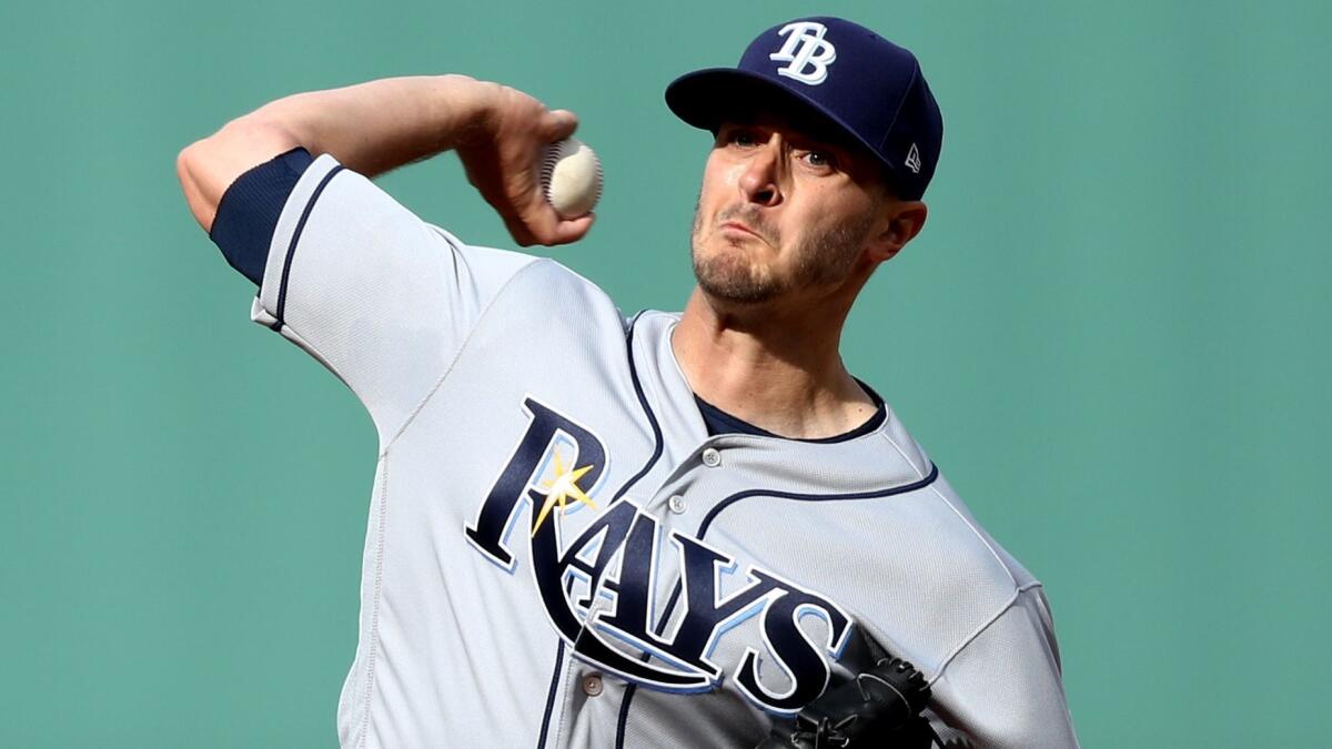 Tampa Bay's Jake Odorizzi pitches against Boston on April 15.