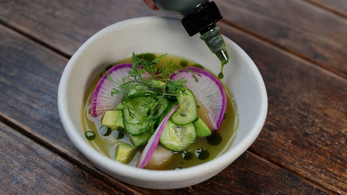 Aguachile at Taco Maria in Costa Mesa, chef Carlos Salgado's ambitious Mexican restaurant.