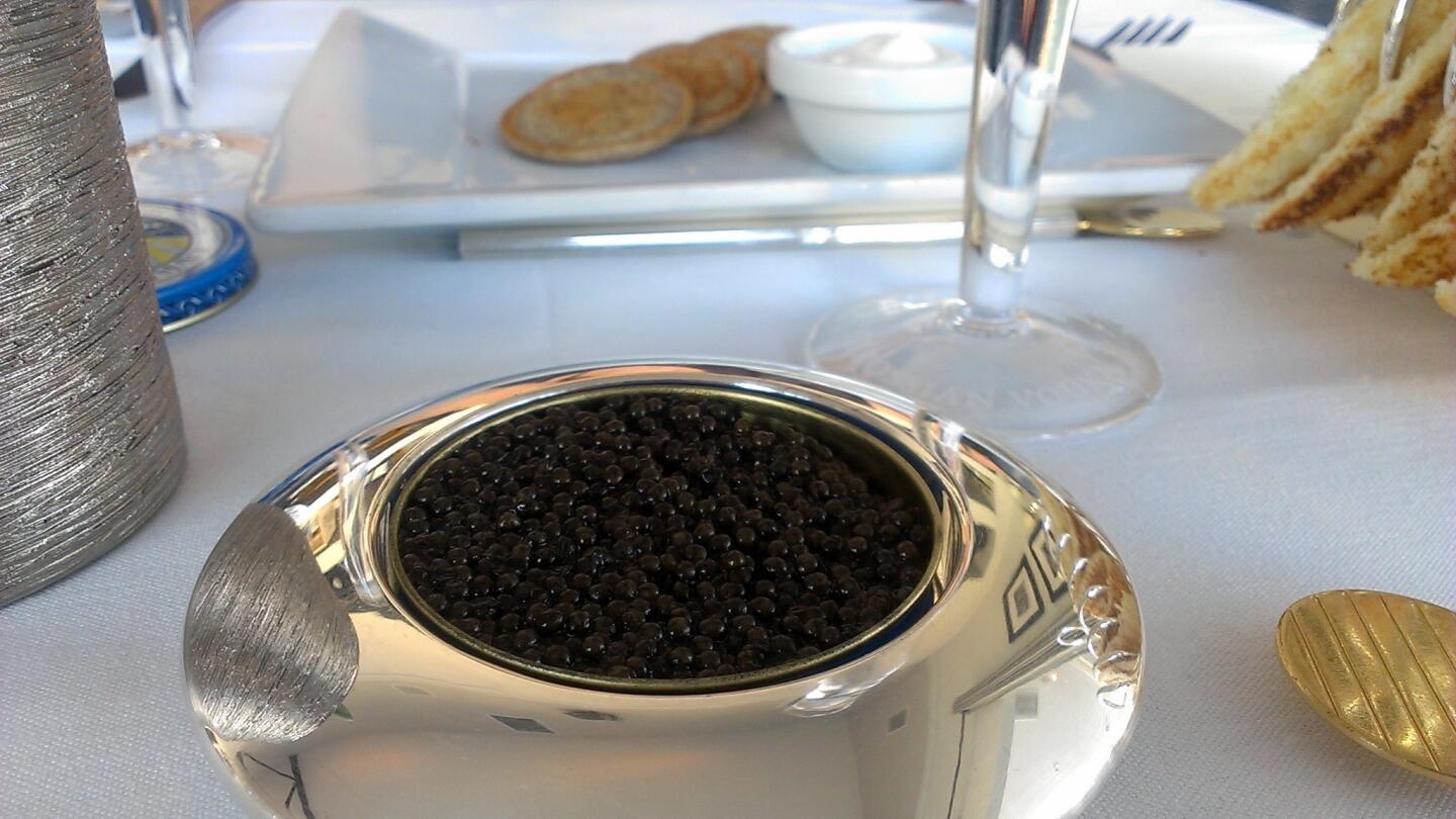 Caviar for two comes with 30 grams of Transmontanus caviar.