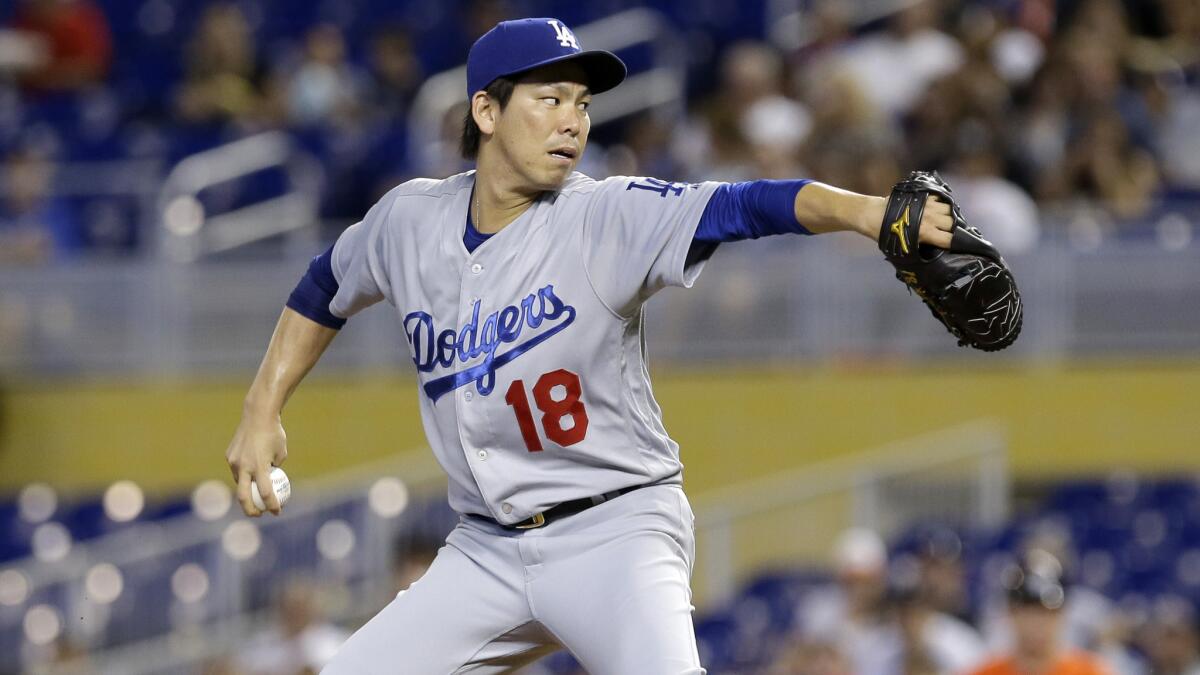 Dodgers starter Kenta Maeda gave up three runs in six innings Sunday.