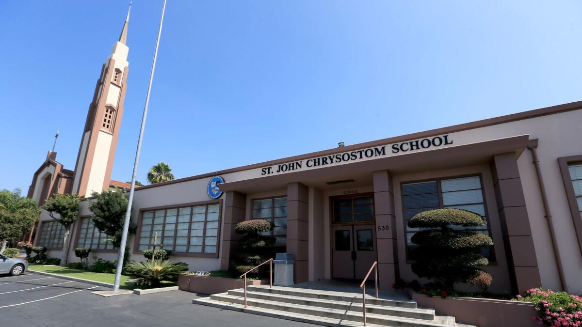 St. John Chrysostom Catholic School in Inglewood was one of four Catholic schools in Southern California that signed partnership agreements with the Lennox School District.