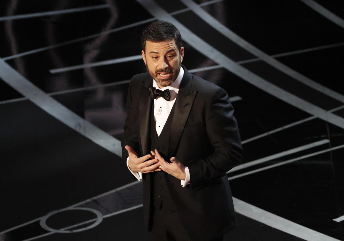 Jimmy Kimmel hosting the Oscars.