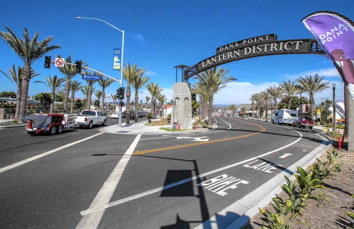 With heavy traffic on the left and none on the right, businesses are complaining about the impacts of construction in the new "Lantern District" in Dana Point.