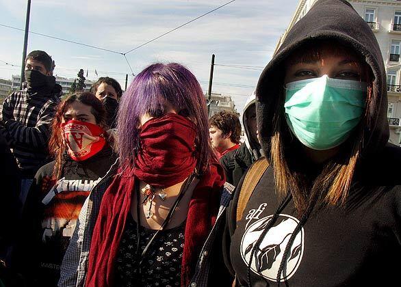 Civil unrest in Greece - Young protestors