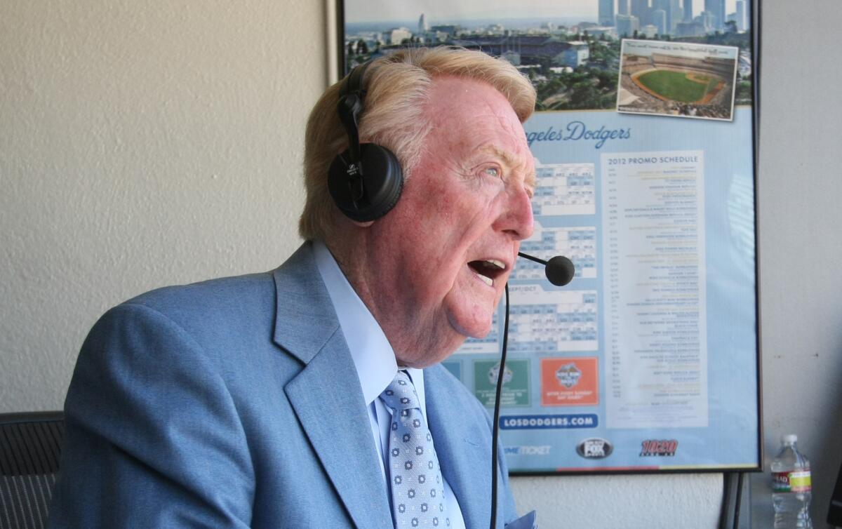 Dodgers announcer Vin Scully has made cameos in numerous films over the years, usually playing himself.