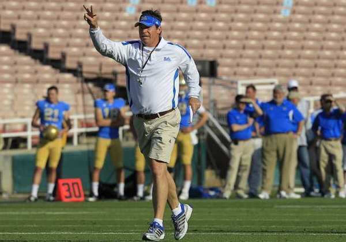 Coach Jim Mora offered to pay the tab for students who wanted to take a $7 bus ride to the Rose Bowl for the spring game.