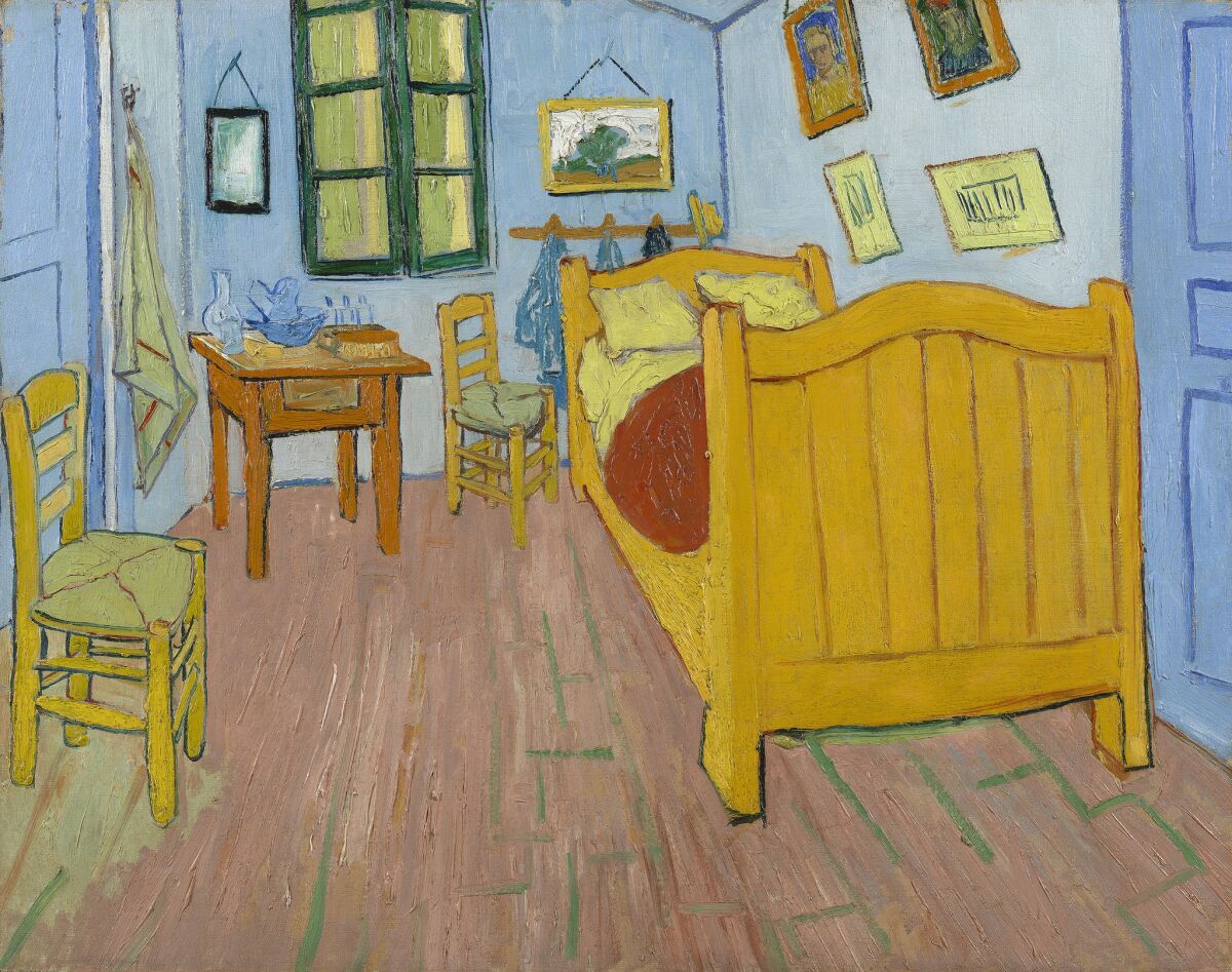 Van Gogh painted three versions of "The Bedroom," one at the Van Gogh Museum in Amsterdam. It can be explored brushstroke-by-brushstroke using the Google Arts & Culture app.
