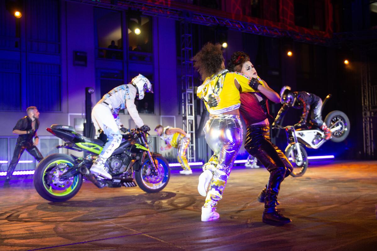 Performers from Cirque du Soleil's "R.U.N" onstage during a Comic-Con party last month at the Hard Rock Hotel in San Diego.