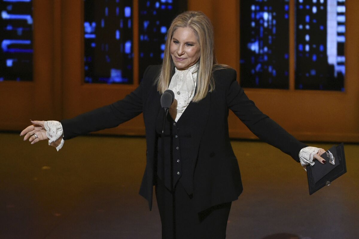 FILE - Barbra Streisand presents the award for best musical at the Tony Awards in New York on June 12, 2016. Streisand's new album “Release Me 2” arrives Friday, Aug. 6. (Photo by Evan Agostini/Invision/AP, File)
