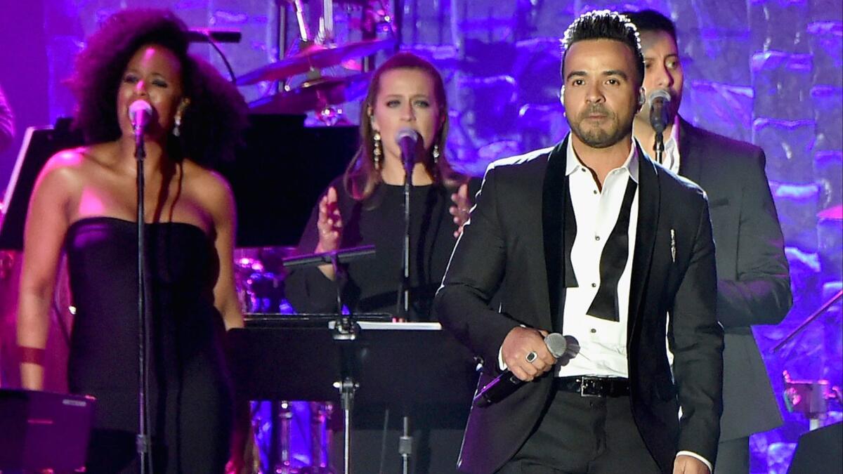 Recording artist Luis Fonsi performs onstage during the Clive Davis and Recording Academy Pre-Grammy Gala and Grammy Salute to Industry Icons Honoring Jay-Z on Jan. 27, 2018 in New York City.