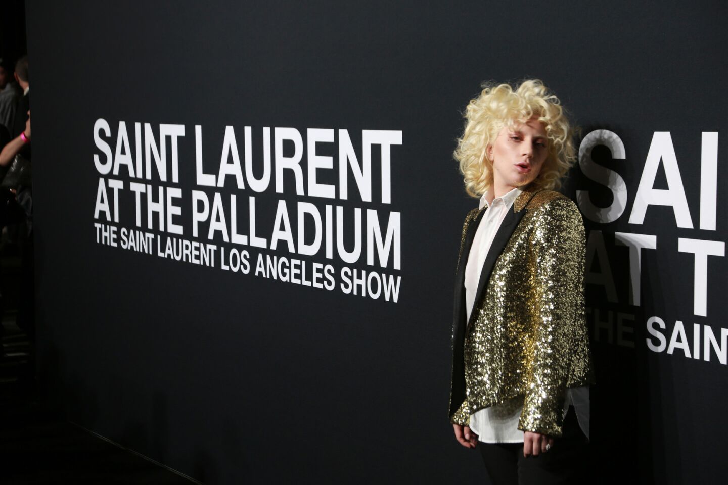 Lady Gaga at the Saint Laurent fashion show.