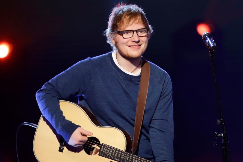 British singer Ed Sheeran performs in Milan, Italy, earlier this month.