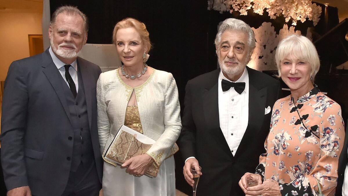 Taylor Hackford left, Princess Michael of Kent, Plácido Domingo and Helen Mirren.