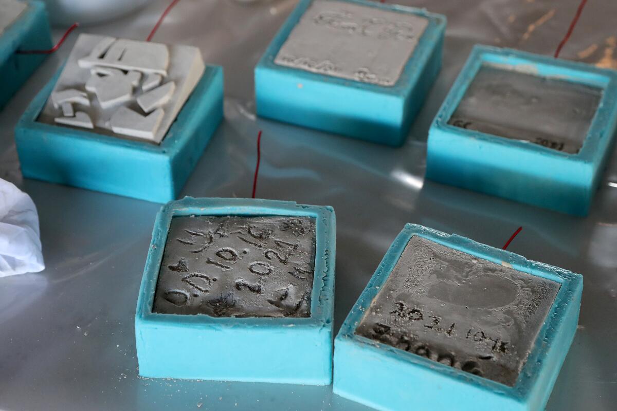 Each participant made and took home a concrete mold they created at the concrete finishing station.