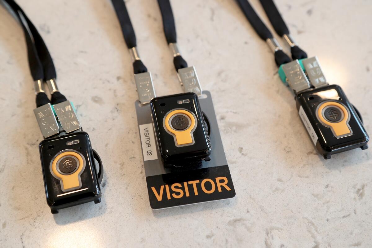 All visitors are given a Tempos device that helps with contact tracing.