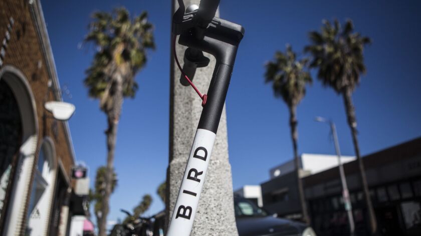 The motorized scooter company Bird has sued the city of Beverly Hills, the Beverly Hills Police Department and the Beverly Hills City Council, seeking to overturn a six-month ban on rental scooters approved in July.