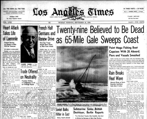 Could A Hurricane Lash Los Angeles 80 Years Ago This Deadly Storm Came Close Los Angeles Times 4952