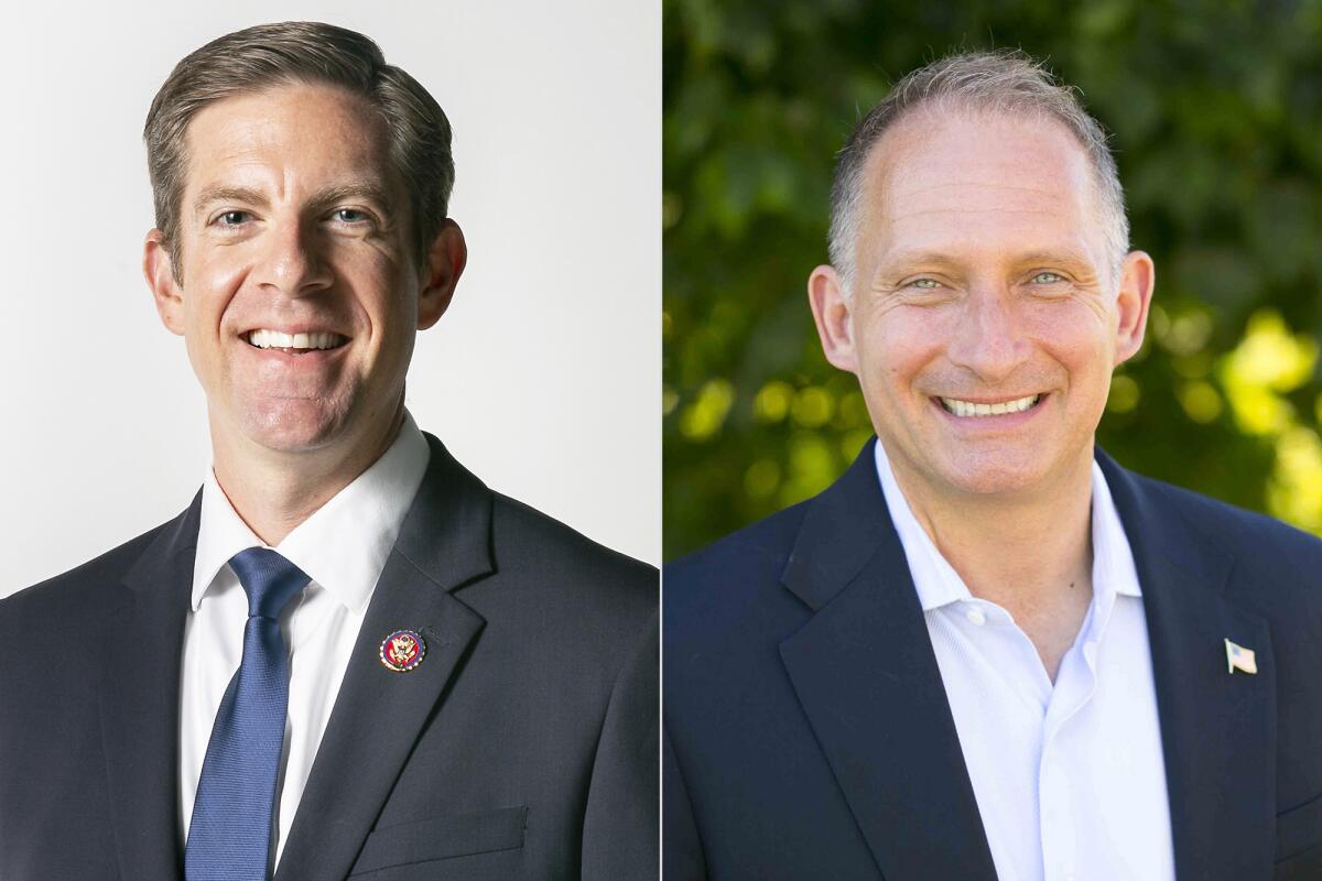 Side by side photos of Democratic Rep. Mike Levin and Republican rival Brian Maryott
