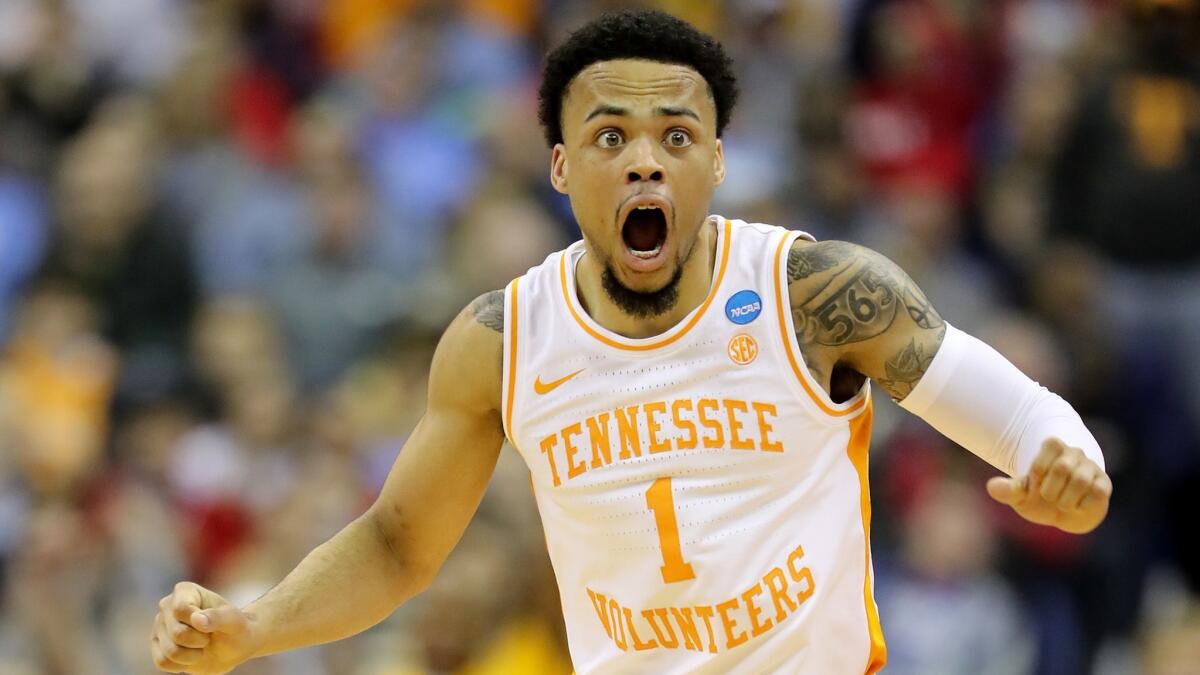Tennessee's Lamonte Turner reacts after being called for a foul during Sunday's win over Iowa in the NCAA tournament.