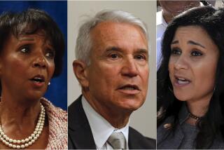 From L-R, Jackie Lacey, George Gascon, and Rachel Rossi are candidates for the District Attorney race.