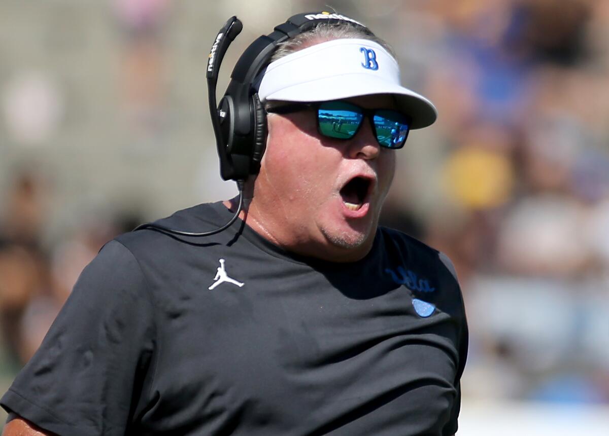 UCLA coach Chip Kelly directs his players during a win over Washington State on Oct. 7.