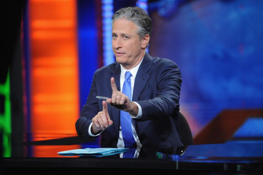 Jon Stewart during the final episode of "The Daily Show With Jon Stewart" on Aug. 6 in New York City.