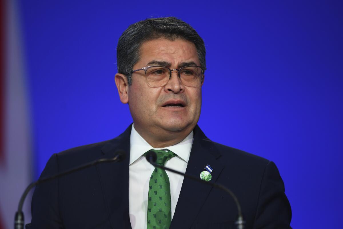 ARCHIVO - El presidete de Honduras, Juan Orlando Hernández, durante su intervención en la ceremonia de apertura 