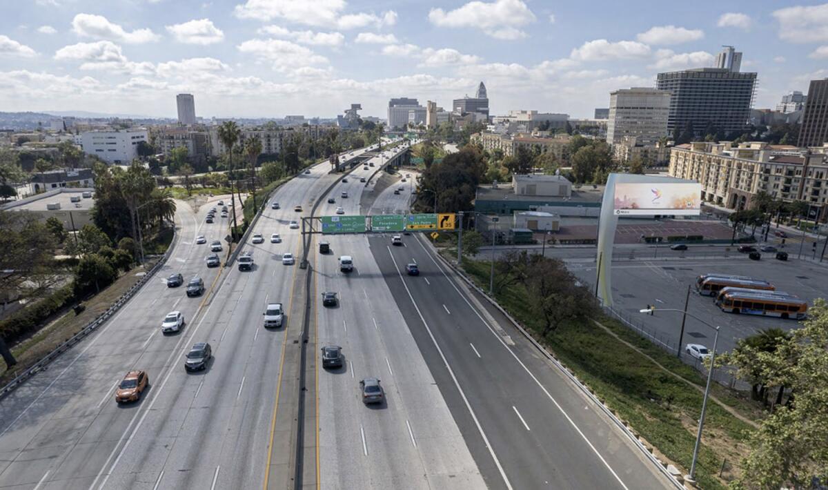 Artist rendering shows a proposed location for a digital billboard along the 101 Freeway in Los Angeles.