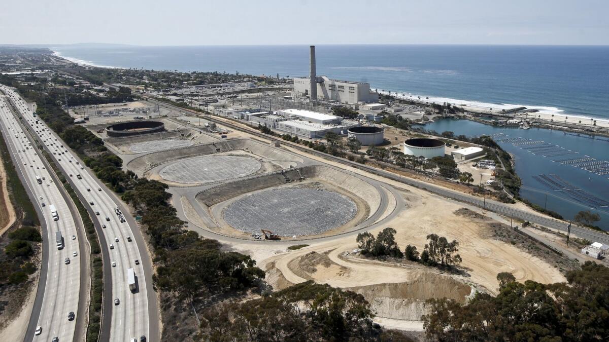The Carlsbad, Calif., desalination plant borders Interstate 5 and the Pacific Ocean.