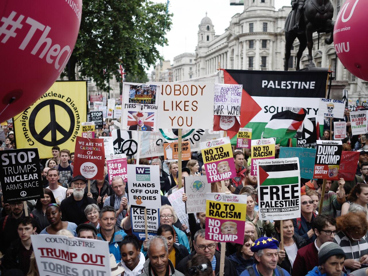 Protesters take to the street in London over Trump visit