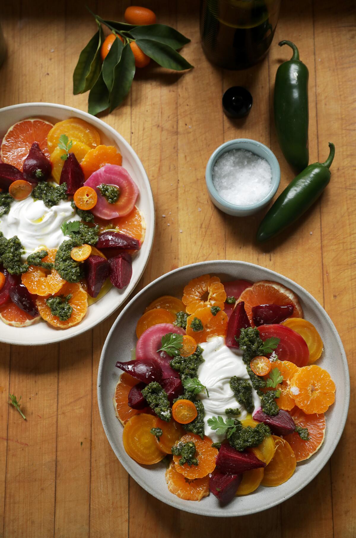Roasted Beet And Citrus Salad With Labneh And Zhoug