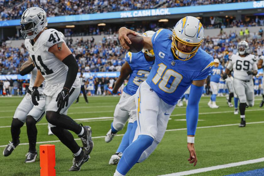 Inglewood, CA, Sunday, October 1, 2023 - Los Angeles Chargers quarterback Justin Herbert.