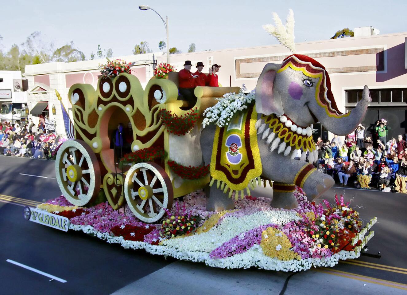 The City of Glendale float titled "Just Imagine the Music, Fun and Freedom," rolls down Colorado Blvd. during the 123rd Rose Parade in Pasadena on Monday, January 2, 2011.