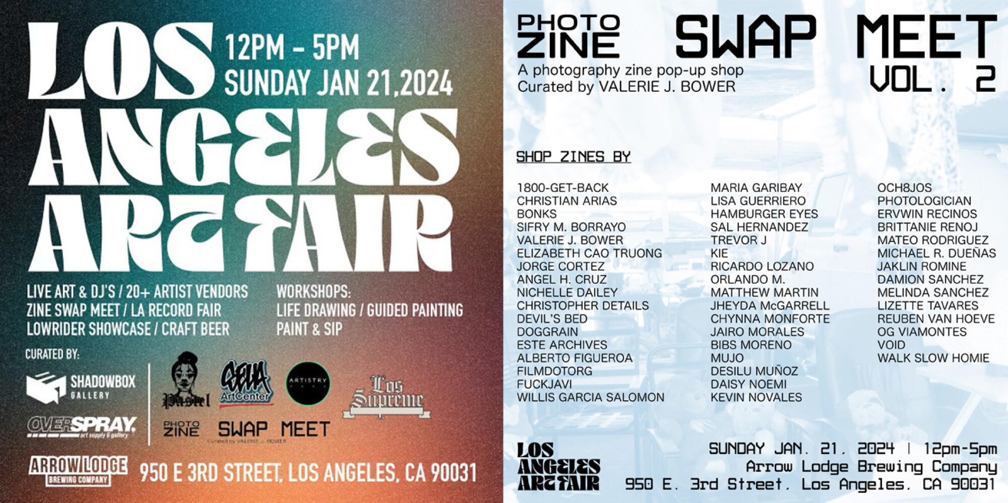 Los Angeles Art Fair flyer for Sunday, January 21, 2024