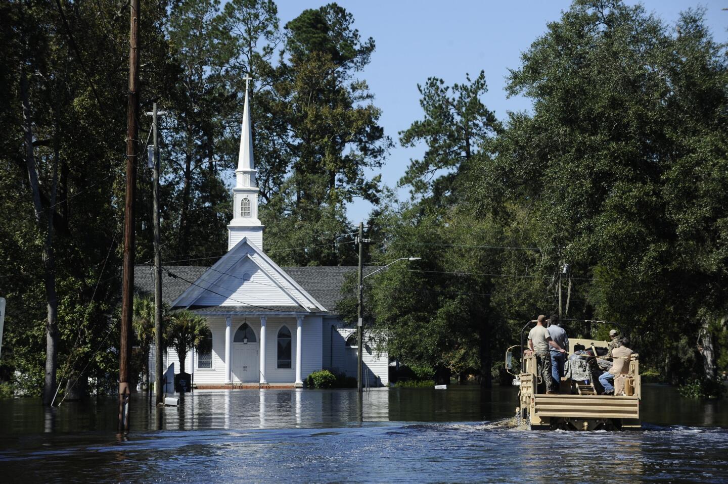 Nichols Methodist Church is seen under floodwaters on Oct. 11, 2016, in Nichols, S.C.