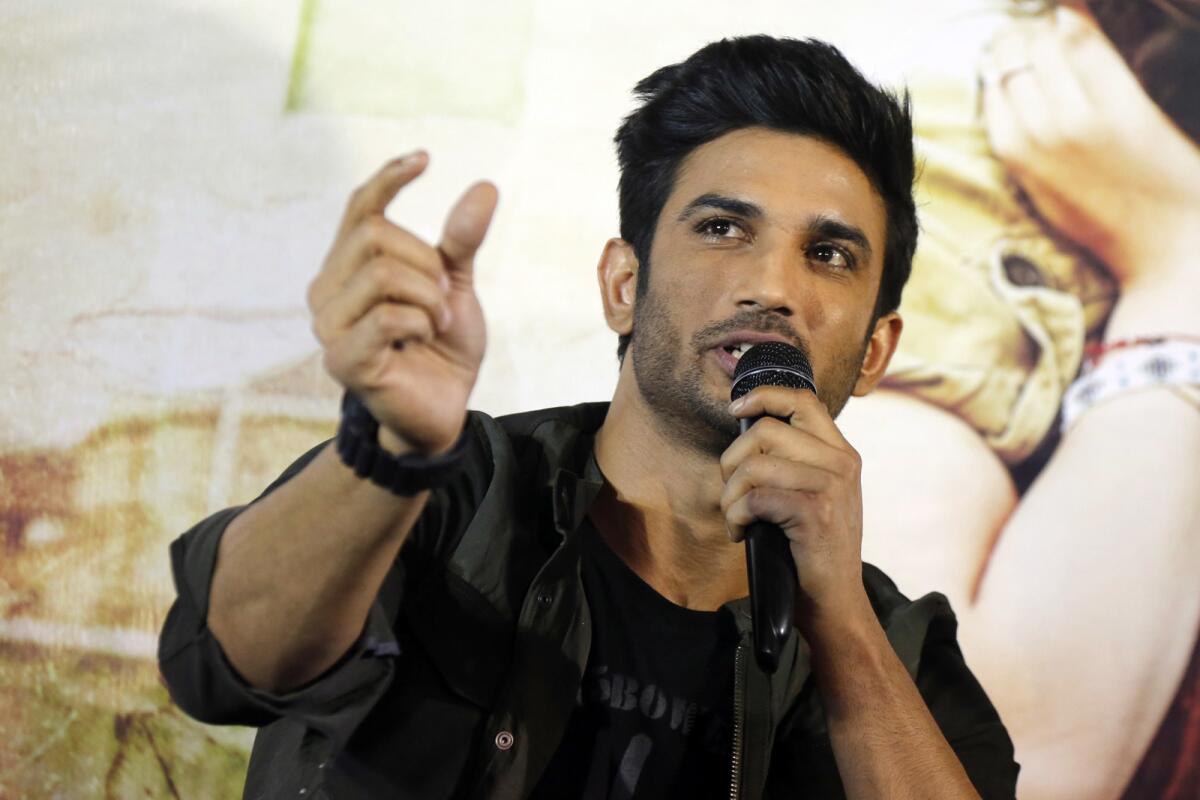 Bollywood actor Sushant Singh Rajput speaks during a press conference to promote his movie "Raabta" in Ahmadabad, India. 