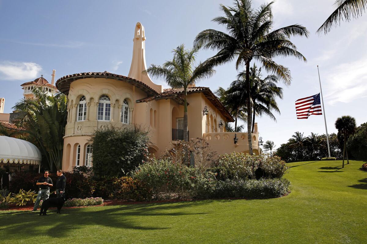 The flag at the Mar-a-Lago Club, the Donald Trump resort in Palm Beach, Fla., is at half-mast to mourn the death of Nancy Reagan.