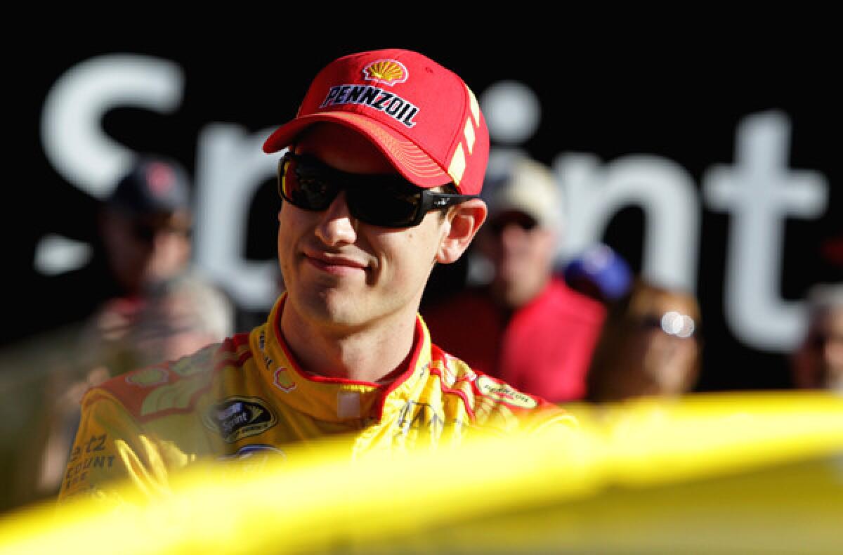 Joey Logano gets set to qualify Friday for the NASCAR Sprint Cup Series Kobalt 400 at Las Vegas Motor Speedway.