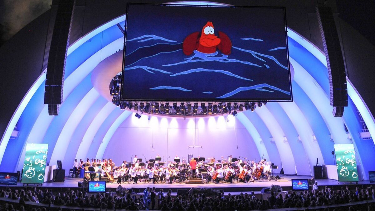 "The Little Mermaid" plays with live music accompaniment at the Hollywood Bowl in 2016.