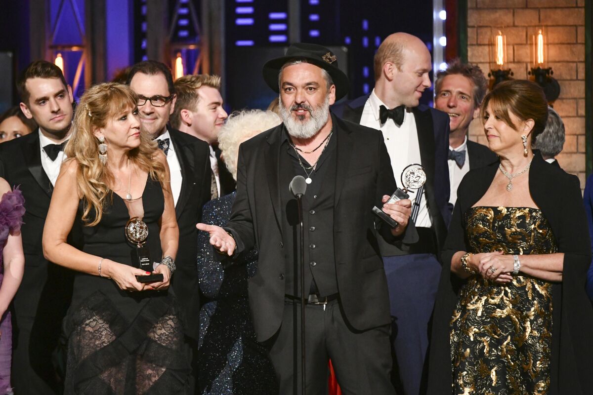 Playwright Jez Butterworth, and the company of "The Ferryman," accept the 2019 Tony Award for Best Play in New York.