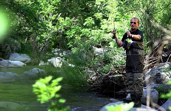 Bill Reeves fly fishes on the west fork of the San Gabriel River, where small trout abound. The San Gabriel Mountains Forever member fished the range's rivers with his father more than half a century ago.