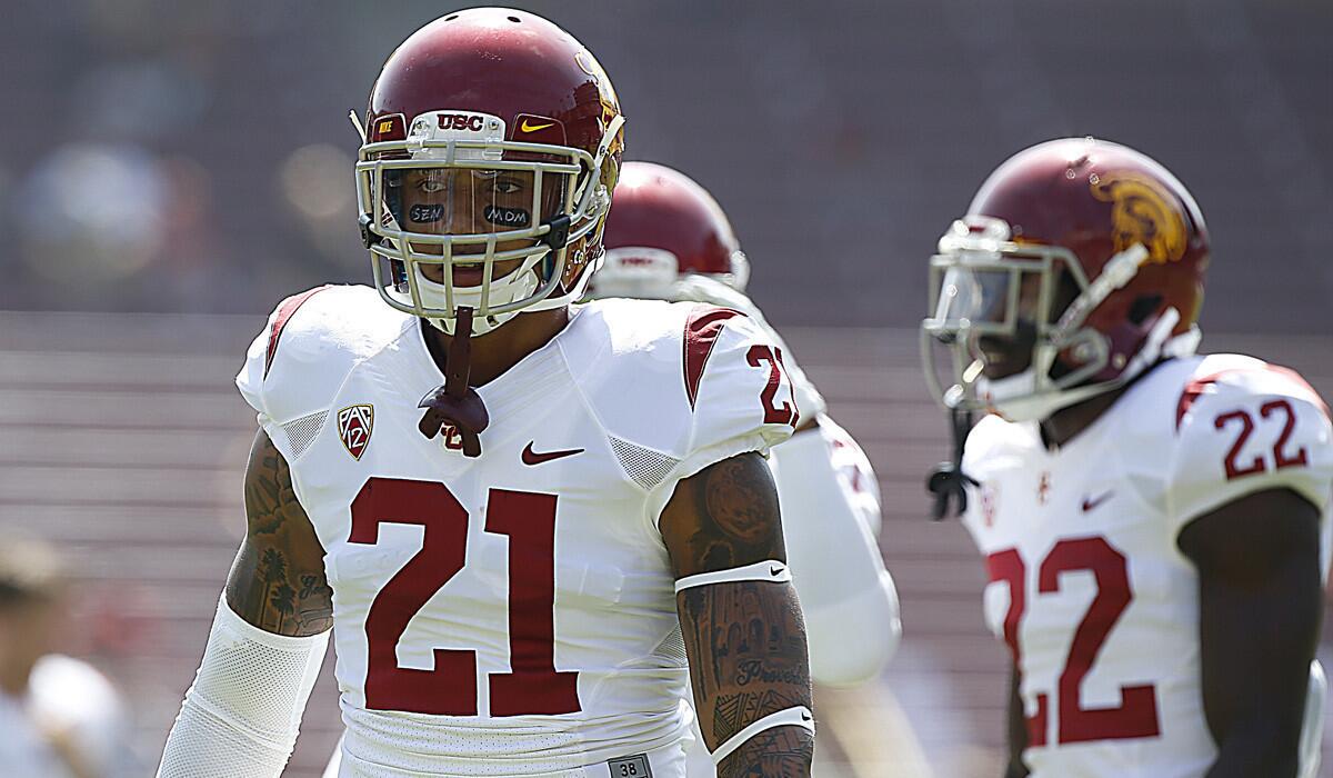 USC safety-turned-linebacker Su'a Cravens (21) had three interceptions and 17 tackles for losses last season.
